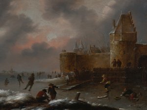 Paesaggio invernale con pattinatori da Klaes Molenaer